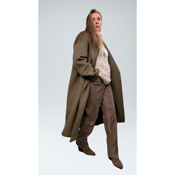 Mango Olive Green Wool Blend Double-Breasted Coat - 2XL - Picture 2 of 5